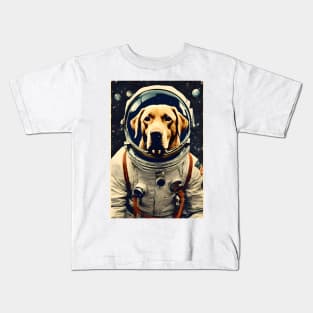 Astronaut Labrador Dog in Space Vintage Surreal Kids T-Shirt